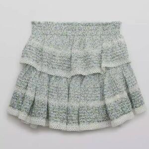 LoveShackFancy lookalike Aerie Rock n Ruffle Mini skirt White size S